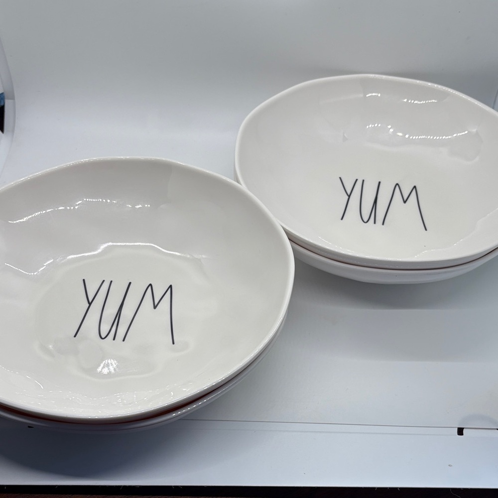 Rae Dunn White 'YUM' Melamine Bowls
